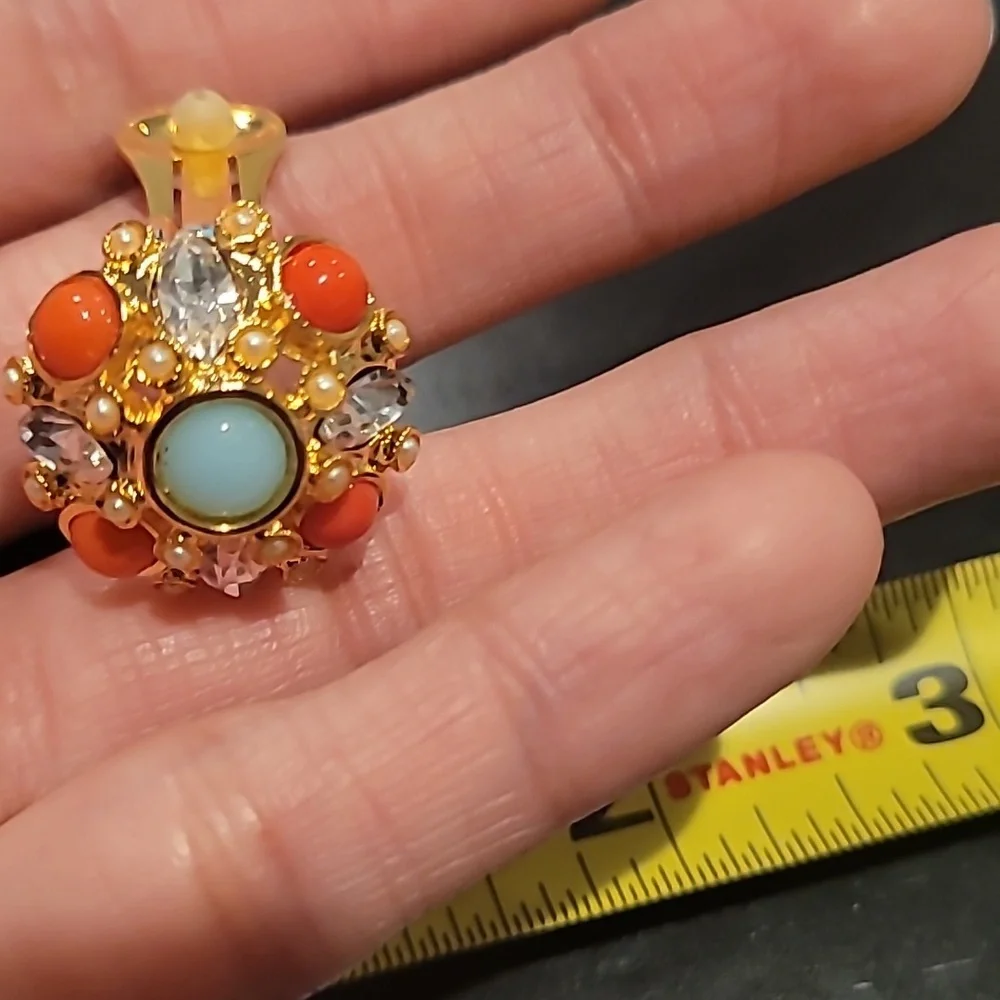 R.J. Graziano Gold and Orange Statement Earrings - Picture 5 of 6